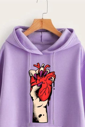 Purple Light Heart Printed Hoodie for Girl