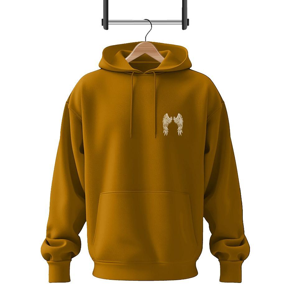 Men Fleece Golden Angel Wings Printed Hoodie Track Suit