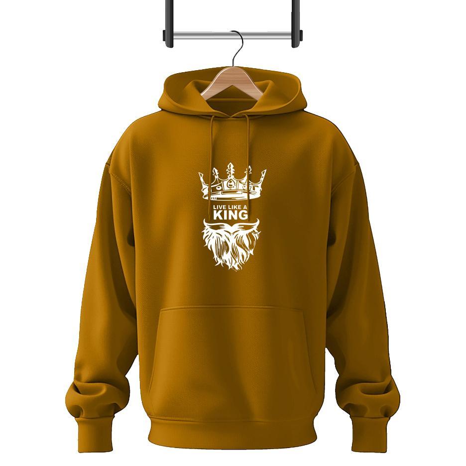 Men Fleece Golden King Printed Hoodie Track Suit