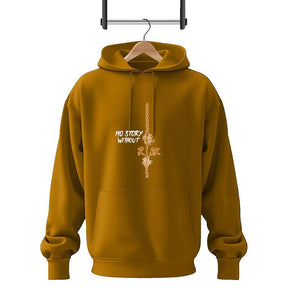 Men Fleece Golden No Story With Risk Printed Hoodie Track Suit