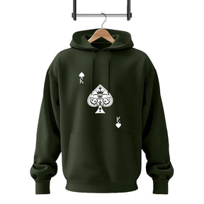 Men Fleece Green Ace of Spades Printed Hoodie Track Suit