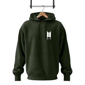 Men Fleece Green BTS Printed Hoodie Track Suit