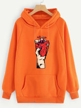 Orange Heart Printed Hoodie for Girl