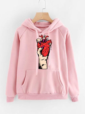 Pink Heart Printed Hoodie for Girl