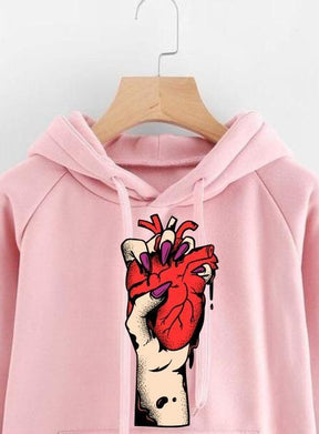 Pink Heart Printed Hoodie for Girl