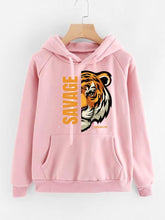 Pink Savage Printed Hoodie for Girl