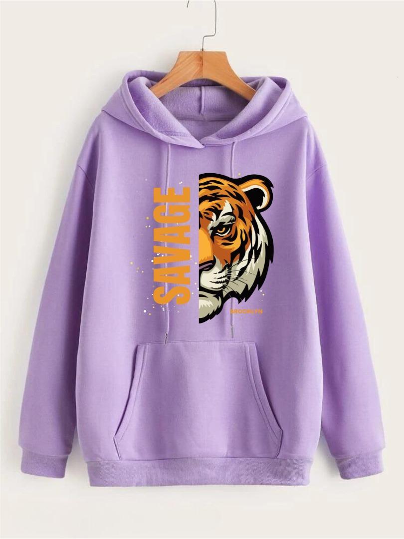 Purple Savage Printed Hoodie for Girl