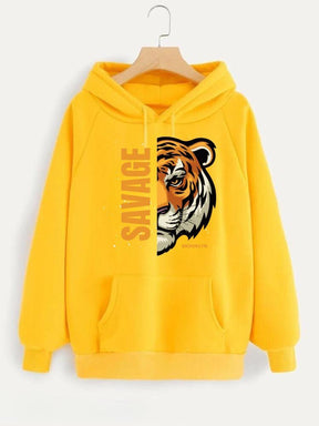 Yellow Savage Printed Hoodie for Girl