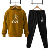 Men Fleece Golden CR7 Printed Hoodie Track Suit