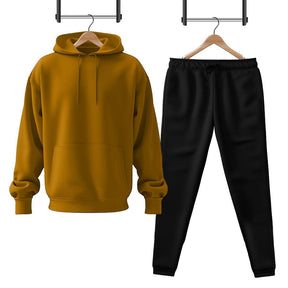 Men Fleece Golden Hoodie Track Suit